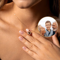 Thumbnail for Double Heart Photo Necklace - Personalised Necklace - Customised Necklace Necklace Brother & Sisters
