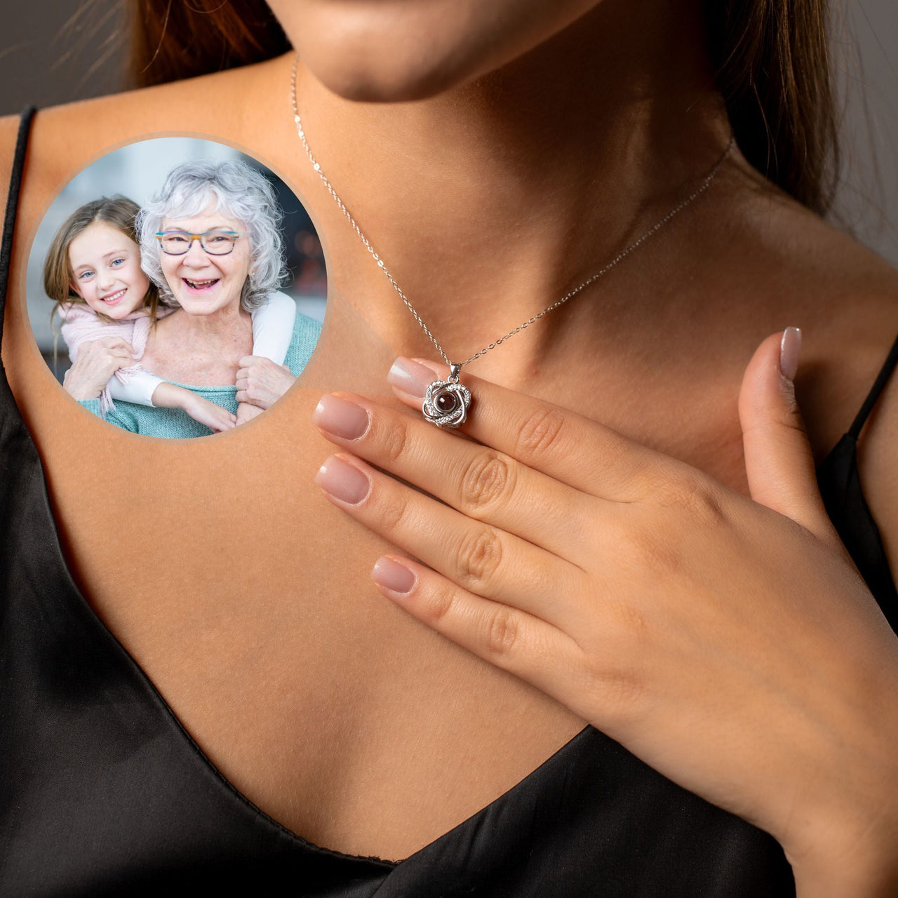 Double Heart Photo Necklace - Personalised Necklace - Customised Necklace Necklace Brother & Sisters