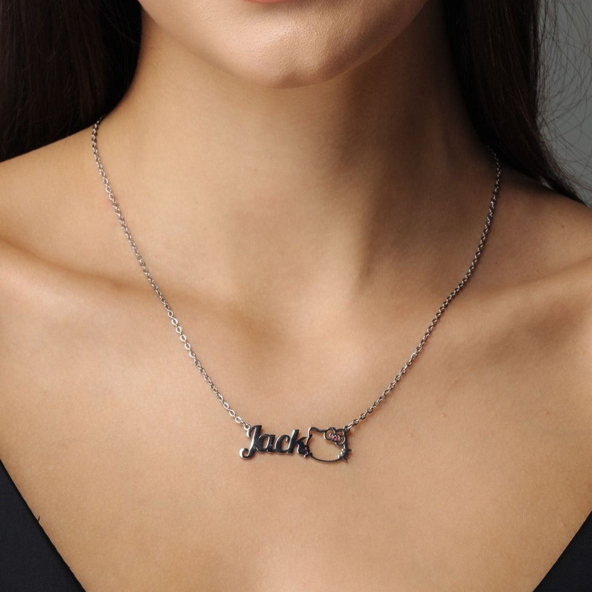 Kitty Name Necklace - Personalised Necklace - Custom Necklace - Necklaces for Girlfriend - Necklaces for Moms Necklace Silver Brother & Sisters