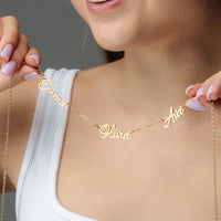 Thumbnail for Multi Name Necklace - Custom Name Necklace - Personalized Gift - Birthday Gifts for Her - Personalised Necklace Necklace Gold / 2 Names Brother & Sisters