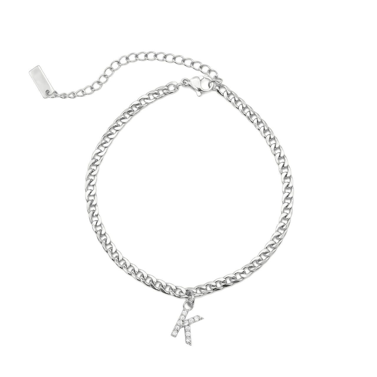 Silver Initial Anklet - Ankle Bracelet - Anklet for Women - Silver Leg Bracelet Anklet K Brother & Sisters