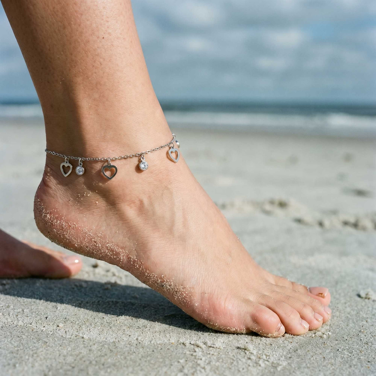 Heart & Crystal Anklet