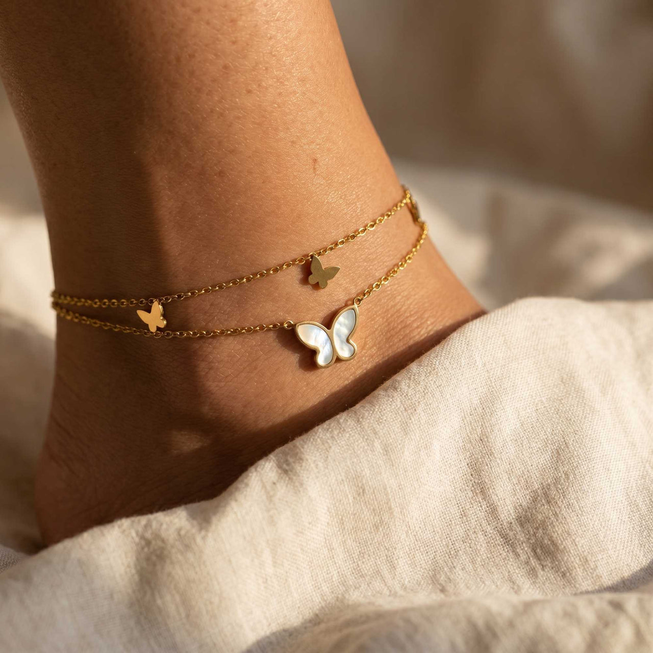 Butterfly Pearl Anklet