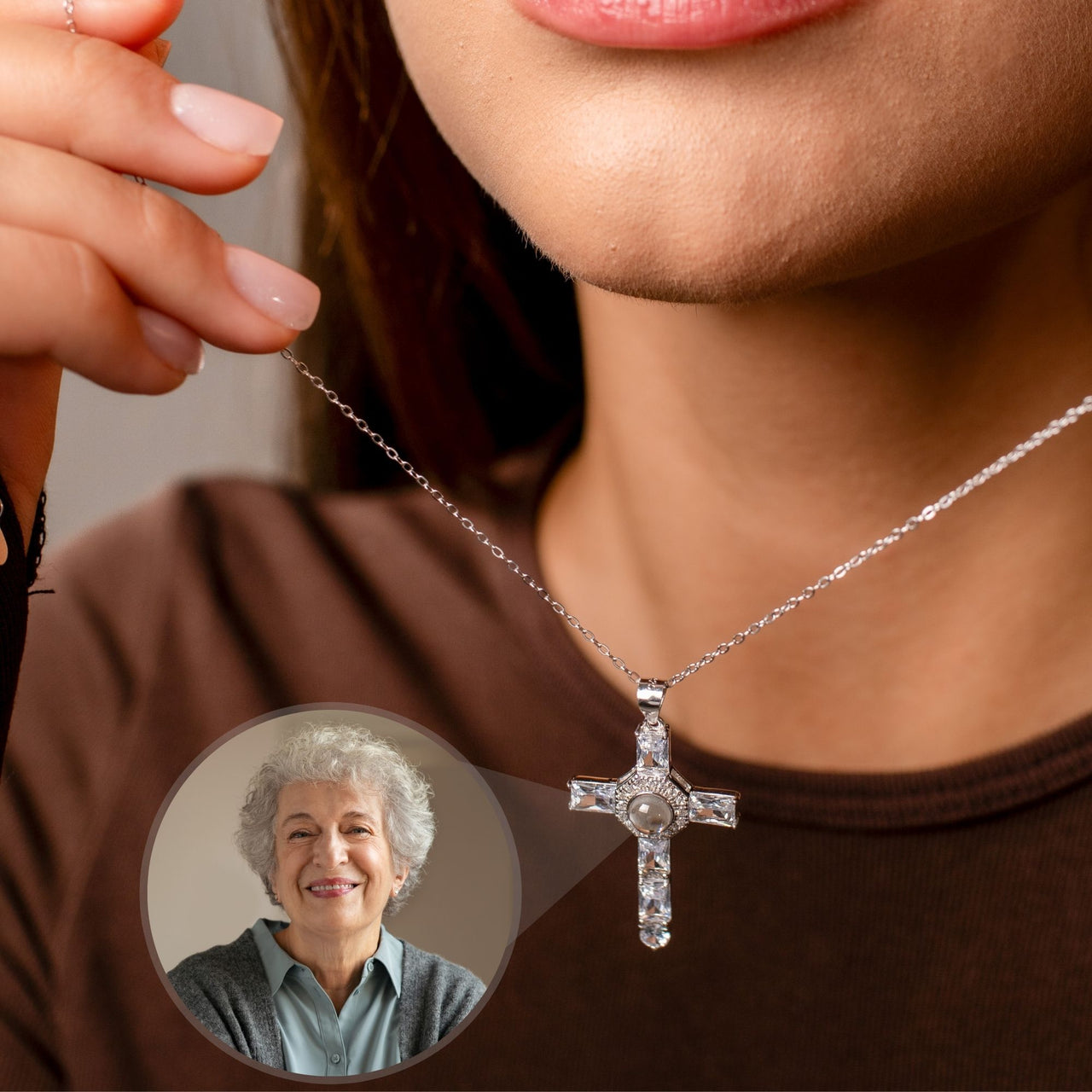 Cross Photo Necklace