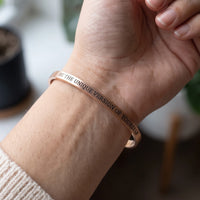Thumbnail for Be The Unique Version Of Yourself, rose gold bracelet — close up | SKU: btuvoy-rg