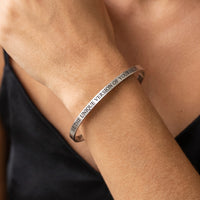 Thumbnail for Close-up of the Be The Unique Version Of Yourself bracelet in silver worn | SKU: btuvoy-wg