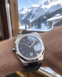 Thumbnail for Black Signature men's watch, close-up on the wrist – Brother & Sisters (SKU 01122019-black-signatue)