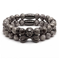 Thumbnail for Black Lion & Grey Stones Set – studio packshot | Brother & Sisters | SKU: 21039839SET-gun-black-XS-14-15, 21039839SET-gun-black-S-16-17, 21039839SET-gun-black-M-18-19, 21039839SET-gun-black-L-20-21, 21039839SET-gun-black-XL-22-23