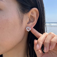 Thumbnail for Silver heart earrings — worn, real size, silver | SKU: 4478648-platinum-plated-clear