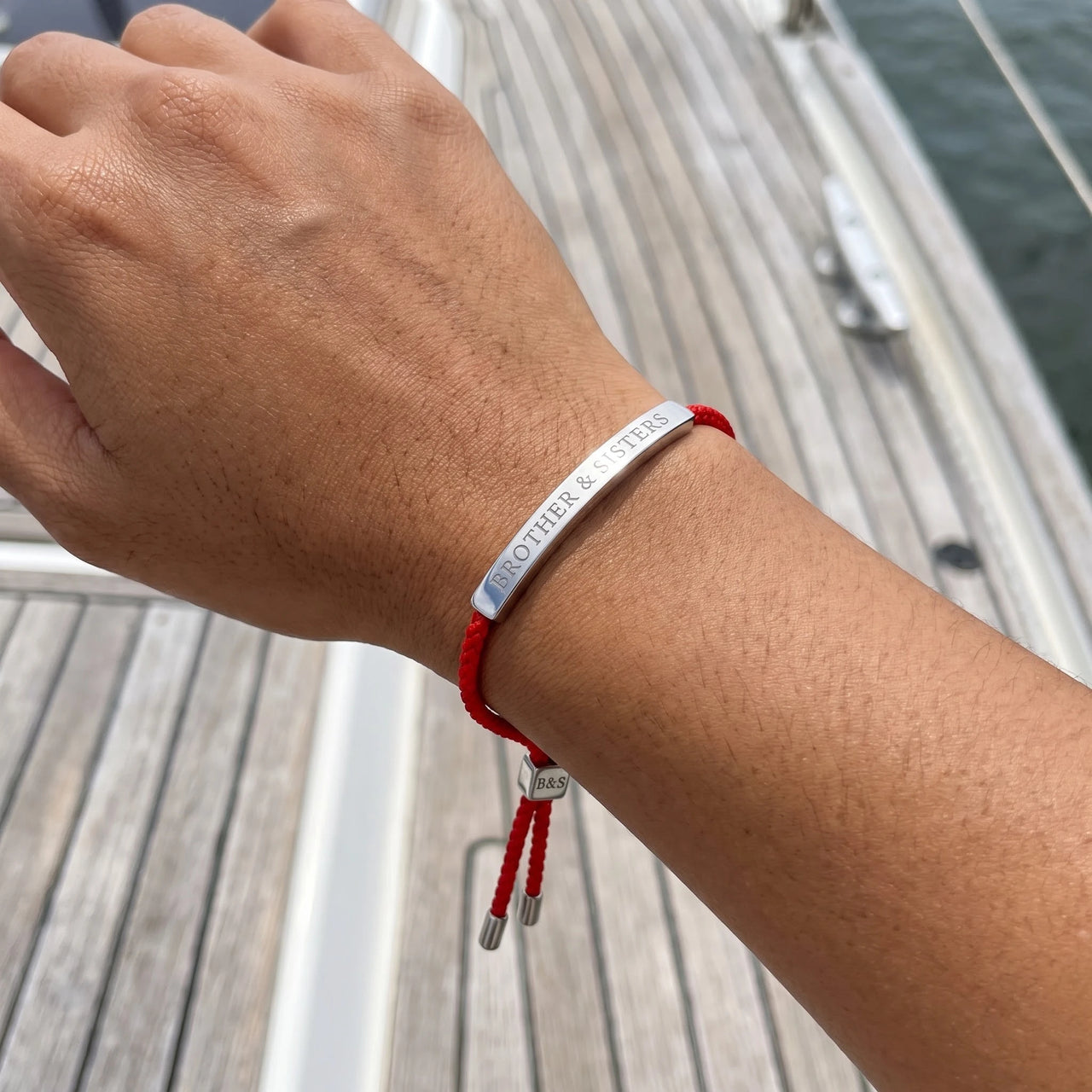Engraved bracelet — worn, real size, silver | SKU: lamour-wg