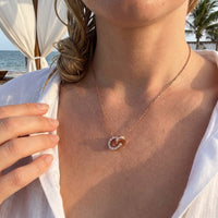 Thumbnail for Rose gold necklace worn, showing its real size | SKU: 25535378-rose-gold