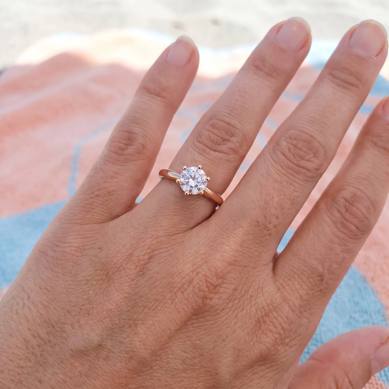 Rose gold engagement ring — worn, real size, rose gold | SKU: 33759698-4.5-rose-gold