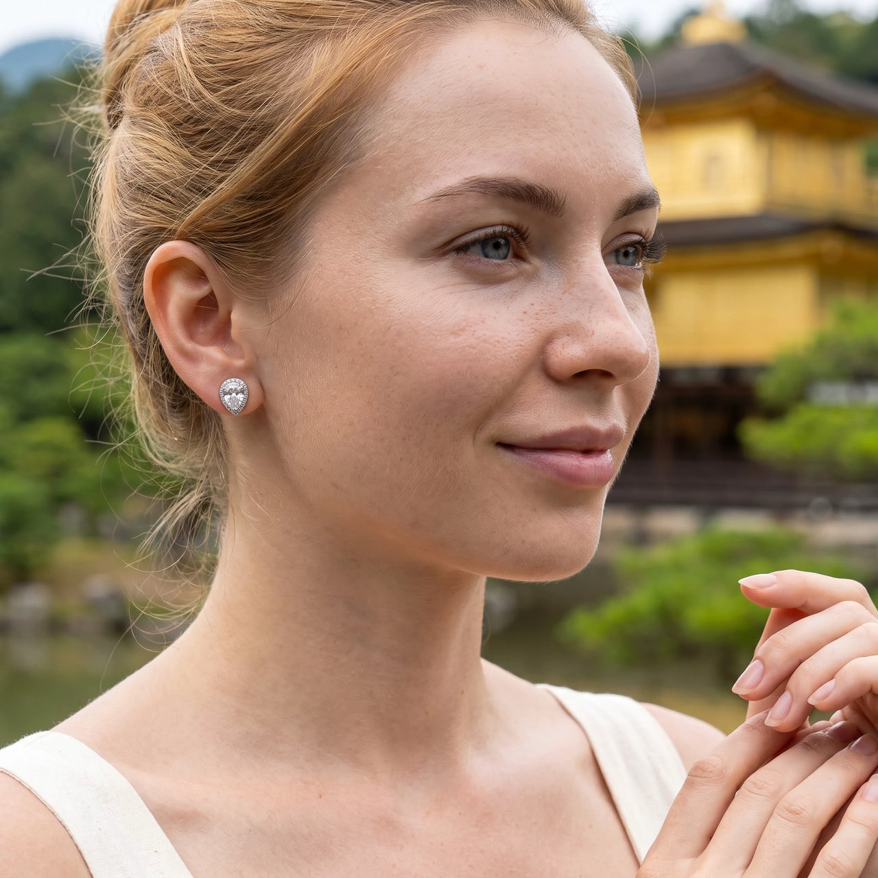 Silver stud earrings — worn on a getaway, silver | SKU: 505174