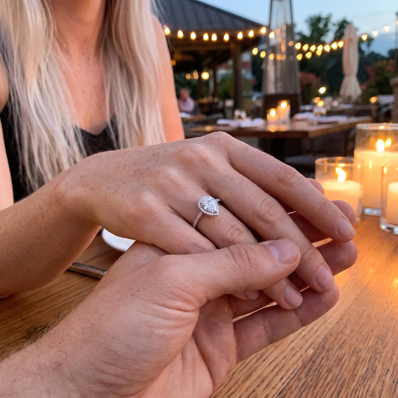 A couple holding hands, she wears the silver ring | SKU: 505162-4.5-silver