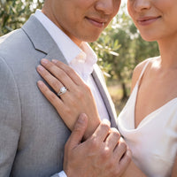 Thumbnail for A couple sharing a romantic moment, she wears the silver ring | SKU: 497080-4.5-silver
