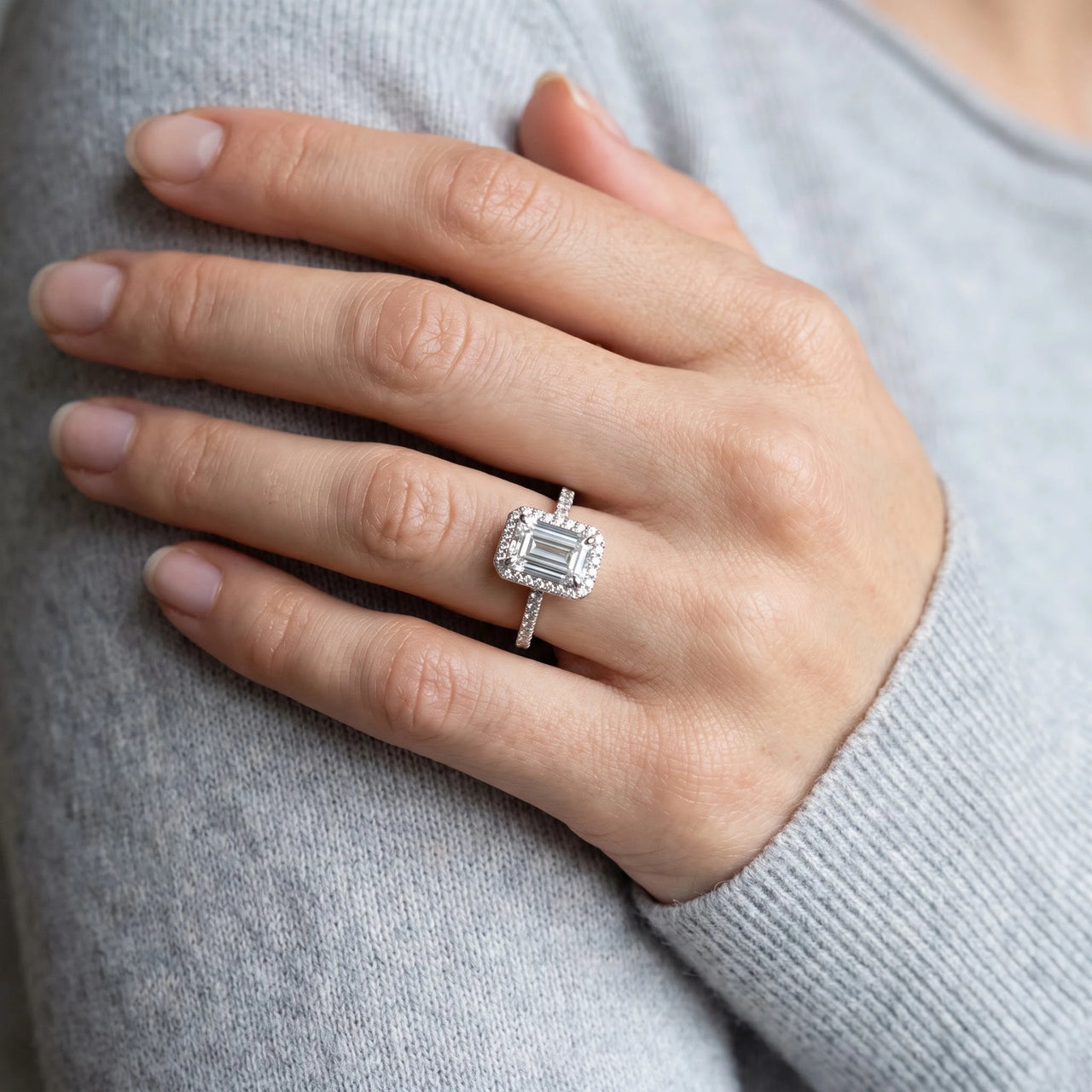 Close-up of the Silver Rectangle Ring worn | SKU: 1969566-4.5-silver
