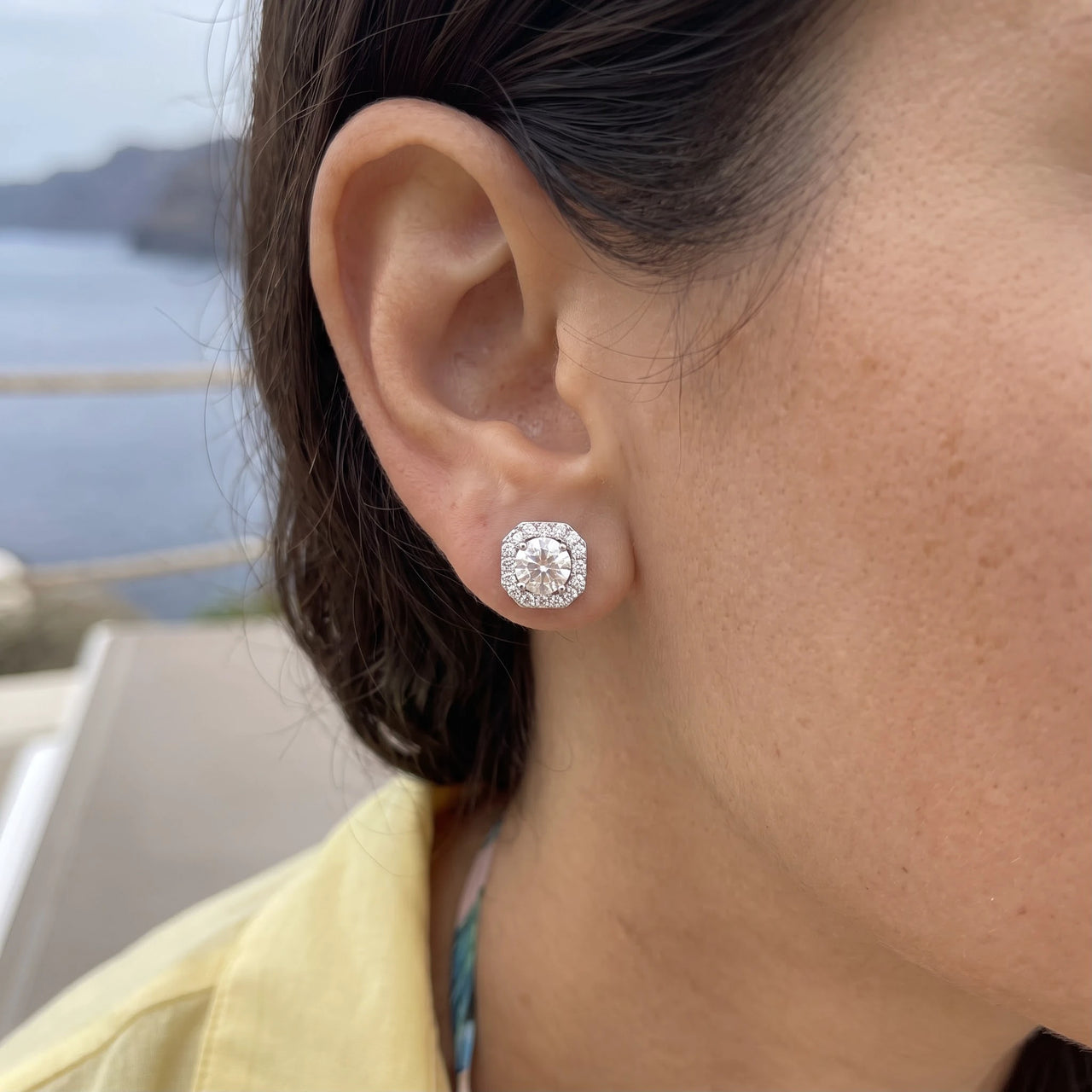Silver stud earrings — close-up of the details, silver | SKU: 505263