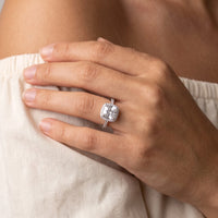 Thumbnail for Cushion cut ring — close-up of the details, silver | SKU: 497131-4.5-silver